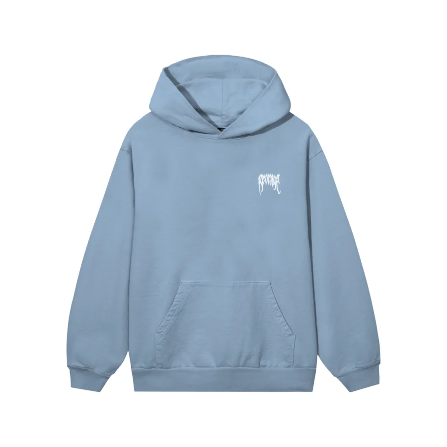 EMBROIDERED BASIC HOODIE LIGHT BLUE