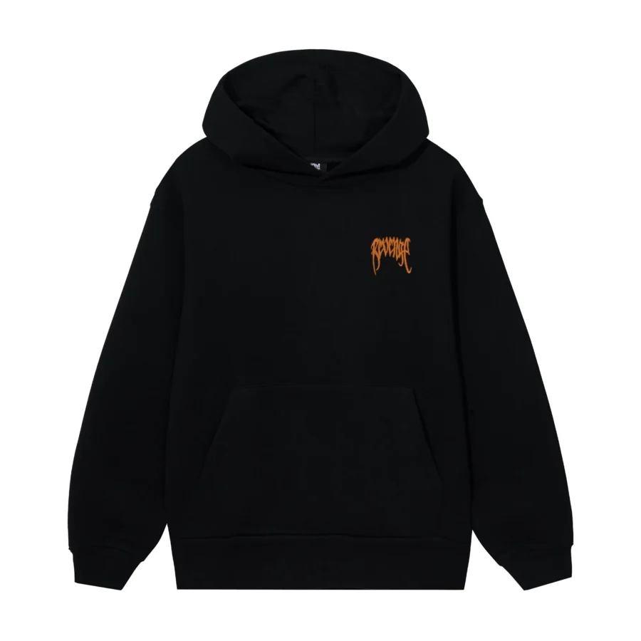 BLACK/ORANGE EMBROIDERED BASIC HOODIE