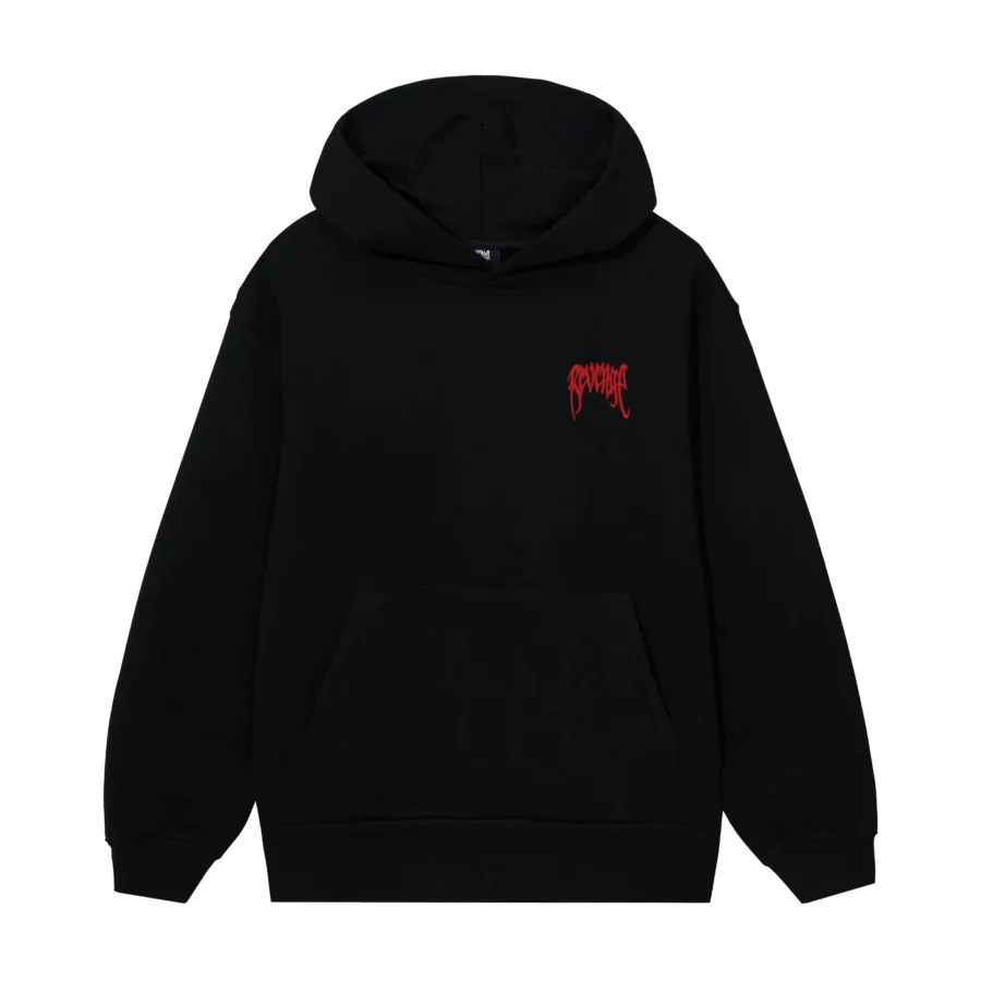 BLACK/RED EMBROIDERED BASIC HOODIE