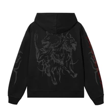 RED LIGHTNING CERBERUS HOODIE BLACK