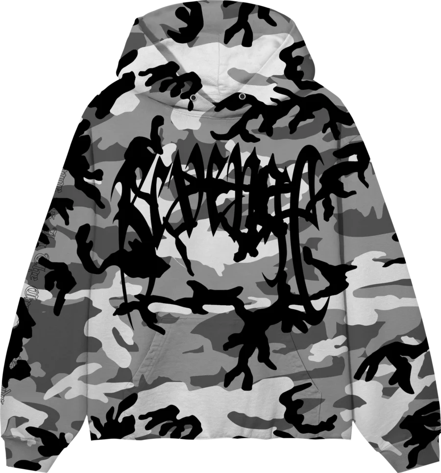 ARCH LOGO CROPPED HOODIE SNOW CAMO/BLACK