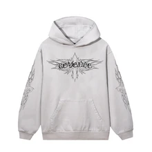 FLAMING CROSS HOODIE CEMENT
