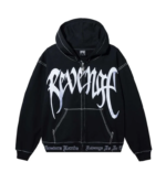 Revenge Xxxtentacion Contrast Zip Up Hoodie Black front view