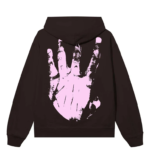 Revenge Xxxtentacion Hoodie Brown/Pink back view with pink hand graphic