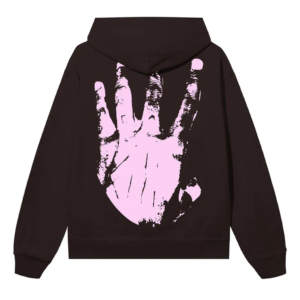 Revenge Xxxtentacion Hoodie Brown/Pink back view with pink hand graphic