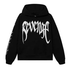 Revenge Xxxtentacion Hoodie Black/White front view with white graphic