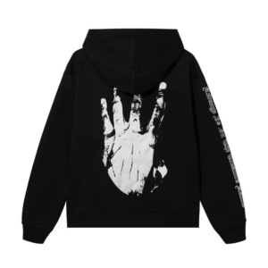 Revenge Xxxtentacion Hoodie Black/White back view with hand graphic