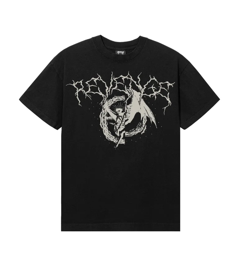 REVENGE ABADDON LIGHTNING TEE BLACK/CREAM Front REVENGE ABADDON LIGHTNING TEE BLACK/CREAM front view