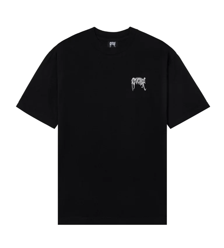 REVENGE EMBROIDERED BASIC TEE BLACK/WHITE Front REVENGE EMBROIDERED BASIC TEE BLACK/WHITE front view