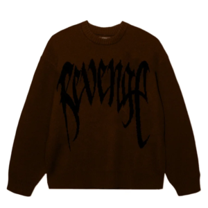 Revenge Arch Logo Knit Sweater Brown/Black front view