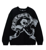 Revenge Cherub Knit Sweater Black/Grey front view