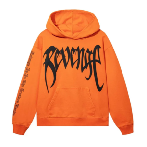 Orange Revenge Hoodie front view in orange