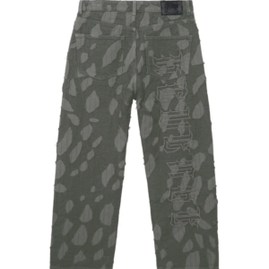 Revenge Graffiti Distressed Boro Denim Pant Grey back view