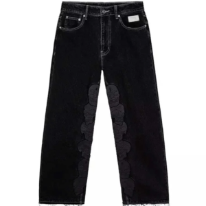 Revenge Skull Patch Denim Pant Black front view