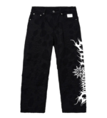 Revenge x City Morgue Logo Distressed Boro Denim Pant Black front view