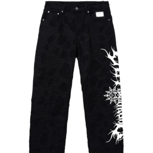 Revenge x City Morgue Logo Distressed Boro Denim Pant Black front view