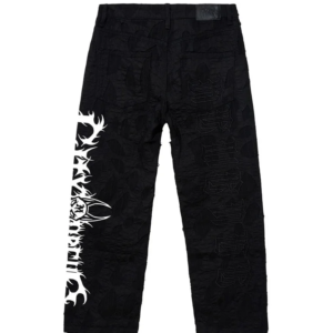 Revenge x City Morgue Logo Distressed Boro Denim Pant Black back view