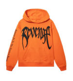 Revenge Hoodie Orange front view with graphic design