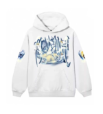Revenge Hoodie White front view with graphic design
