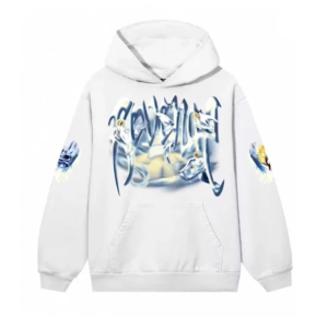 Revenge Hoodie White front view with graphic design