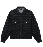 Revenge All Over Logo Denim Jacket Black front view