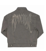 Revenge Embroidered Logo Denim Jacket Grey back view