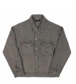 Revenge Embroidered Logo Denim Jacket Grey front view