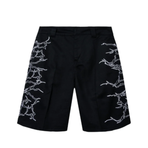 LIGHTNING WORK SHORTS BLACK/WHITE front view