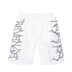 LIGHTNING WORK SHORTS WHITE/BLACK front view
